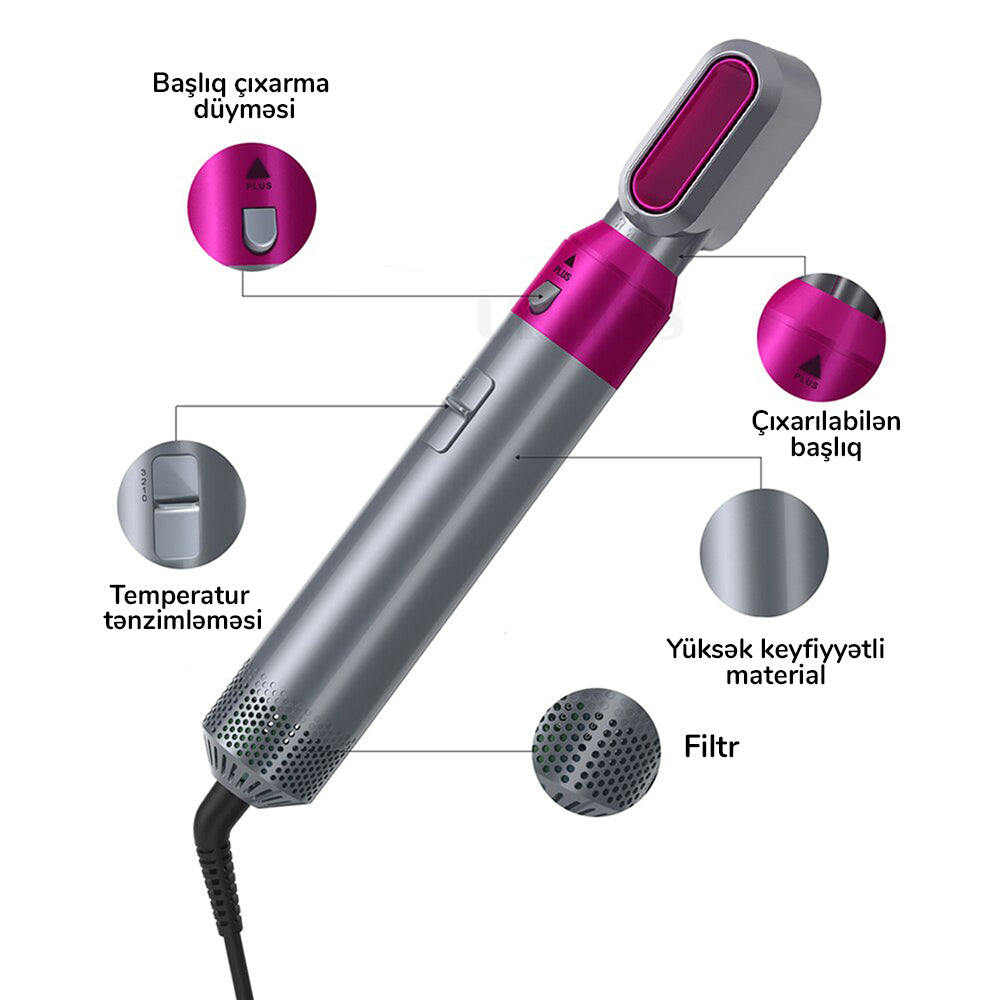 5 in 1 Electric Hair Dryer with Different Types of Heads