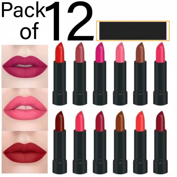 12 Pcs High Pigmented Matte Lipstick Set