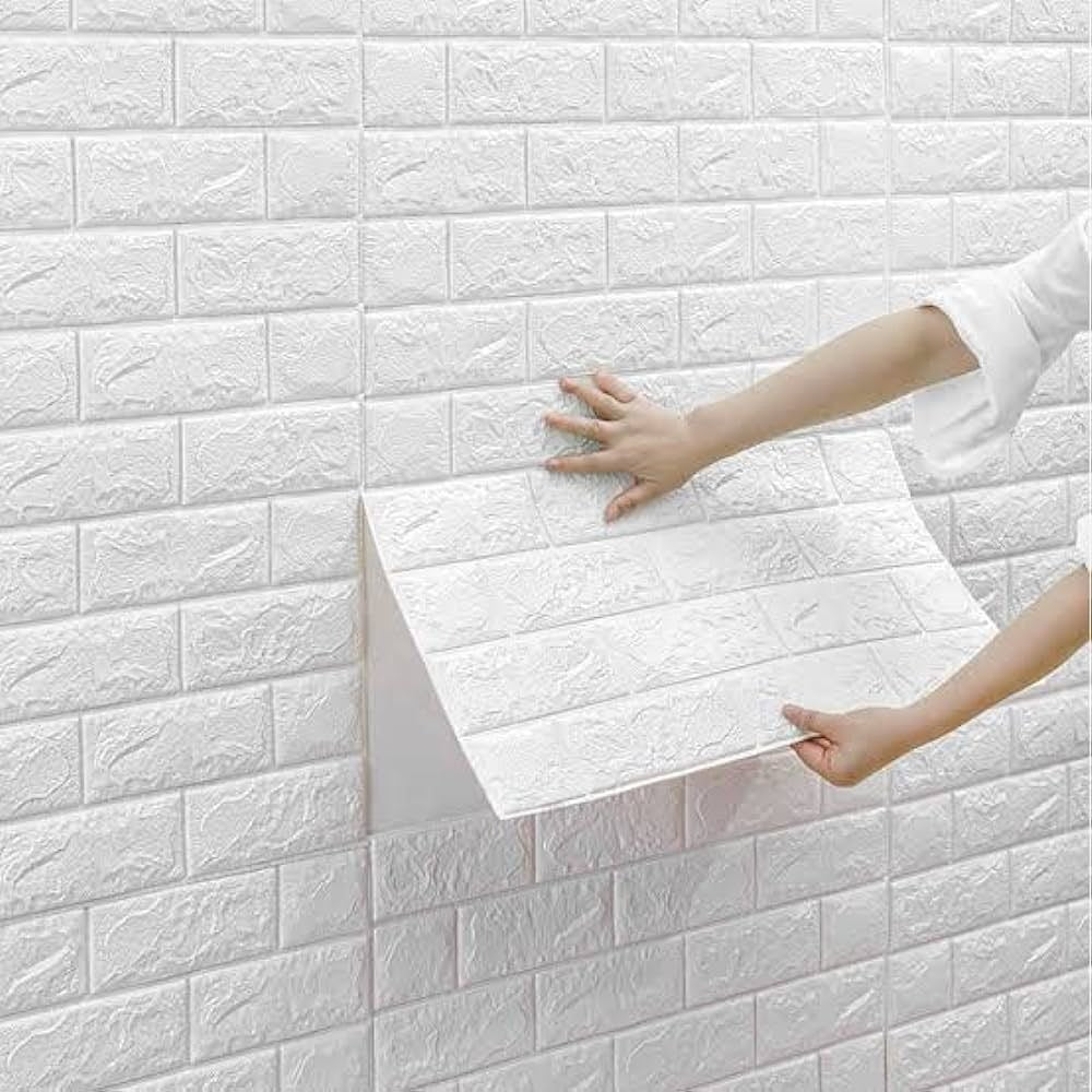 3D Wall Sticker White Brick Sheet (Size 70x77)