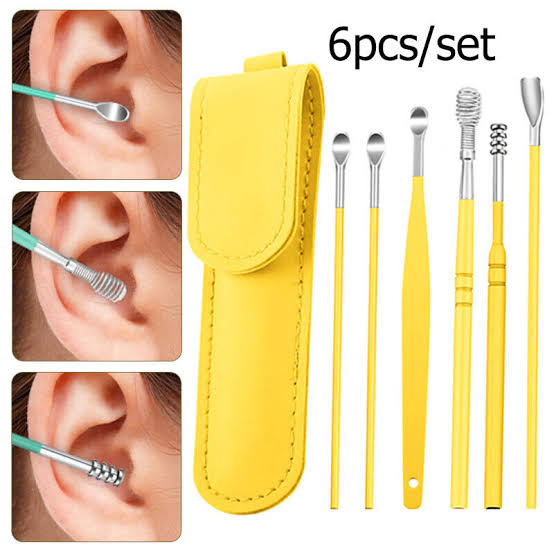 6Pcs Reusable Ear Cleaner Tool Set With Pouch